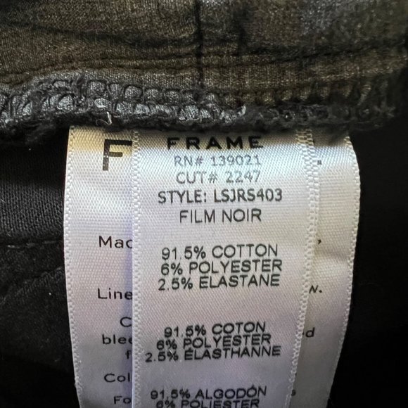 Frame Womens Le Skinny de Jeanne Jeans Raw Stagger Crop Mid Rise Black size 25 - Picture 14 of 16
